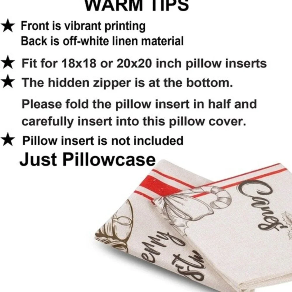 New Set of 2 Christmas Candy Cane Pillow covers Canvas 18x18